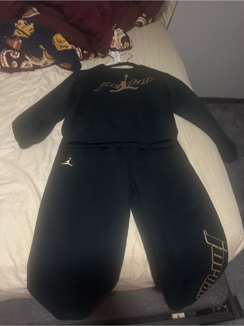 Jordan Black Sweat Set with Gold Logos